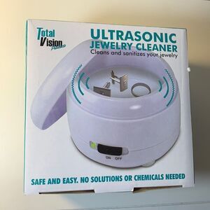 Ultrasonic Jewelry Cleaner New Safe Sanitize Battery Operated White Total Vision